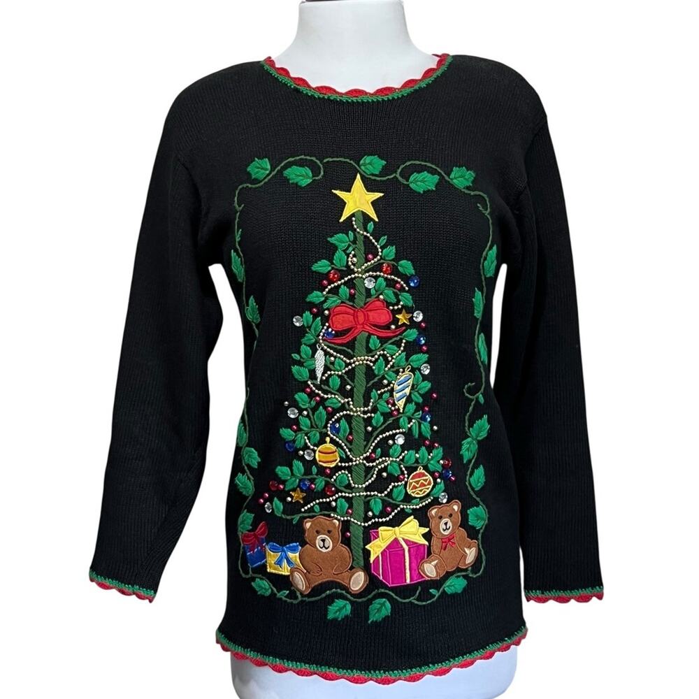 Milano Christmas Tree Sweater Beaded Traditional Holiday Women S Hong Kong